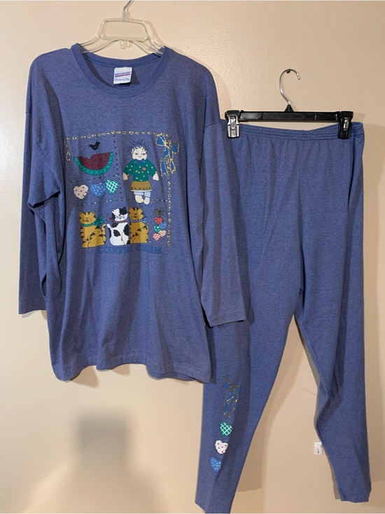 decosport Pants - Women’s Blue Printed Track Pants & Top Set OS Vintage Decosport